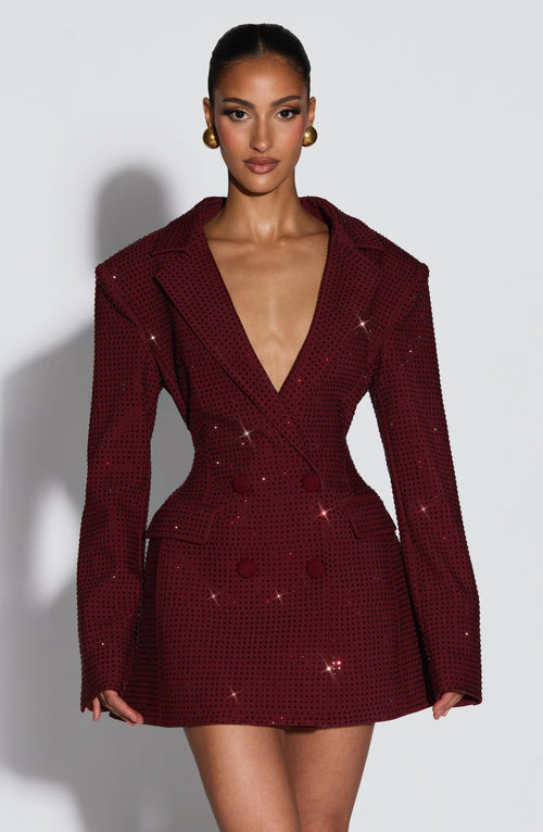 Elvira Sparkle Mini Dress Burgundy Sparkle 1