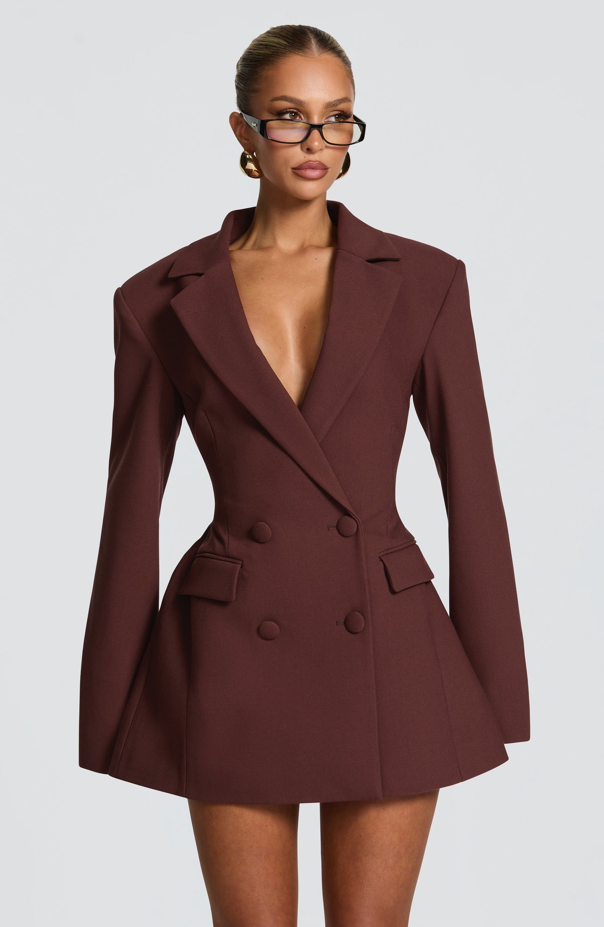 Elvira Sparkle Mini Dress Plum Brown 1