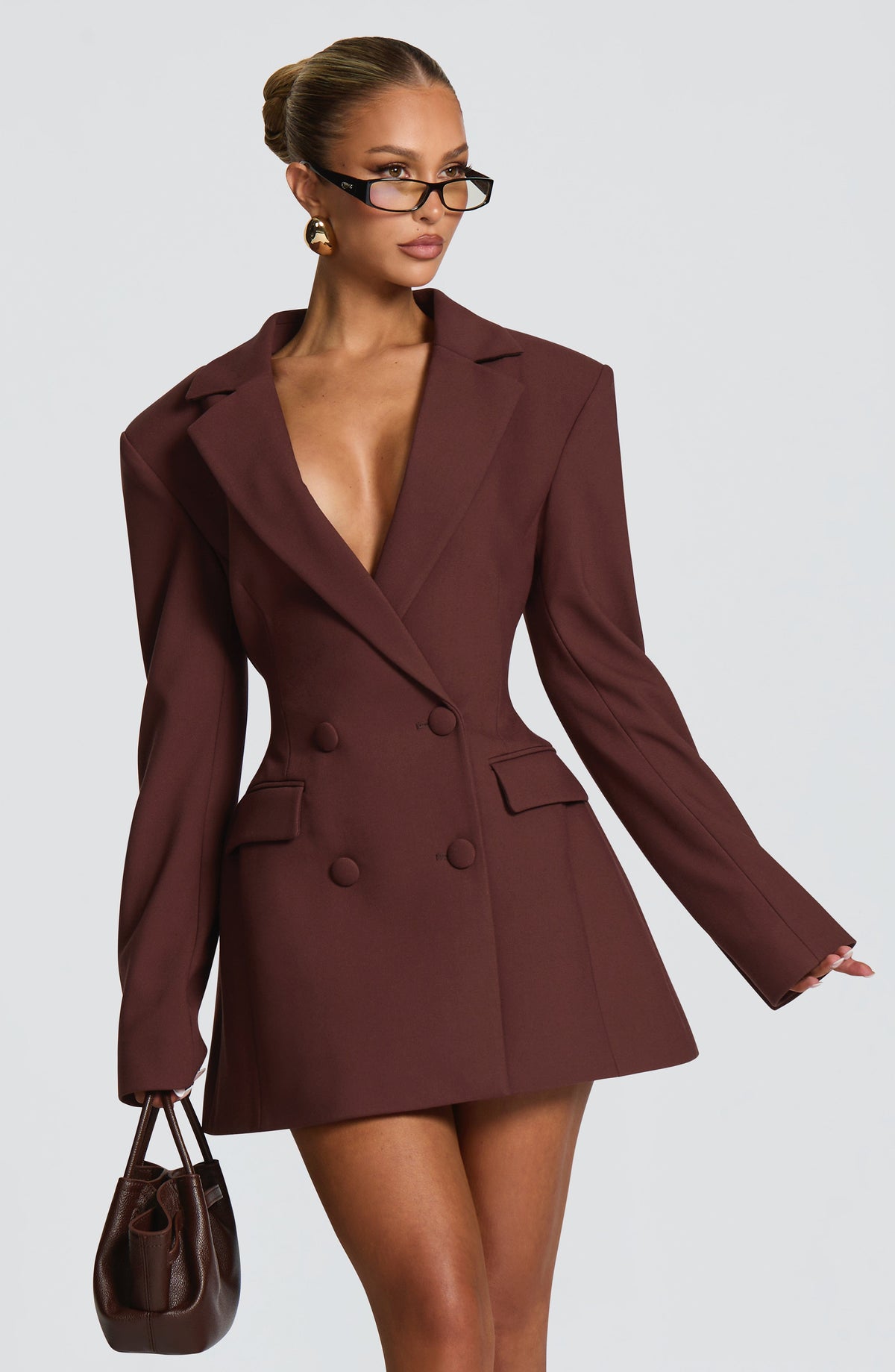Elvira Sparkle Mini Dress Plum Brown 2