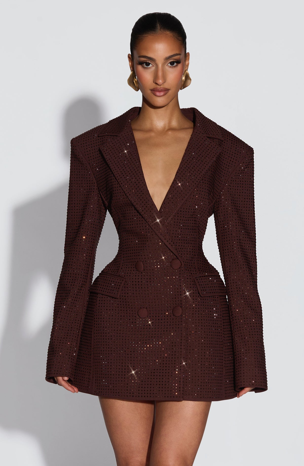 Elvira Sparkle Mini Dress Plum Brown Sparkle 1