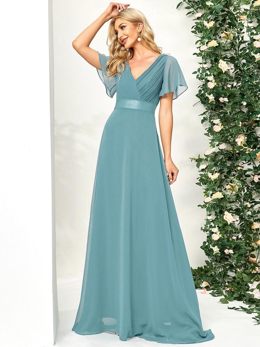 Luminosa Empire Waist Bridesmaid Dress Slate Blue 9