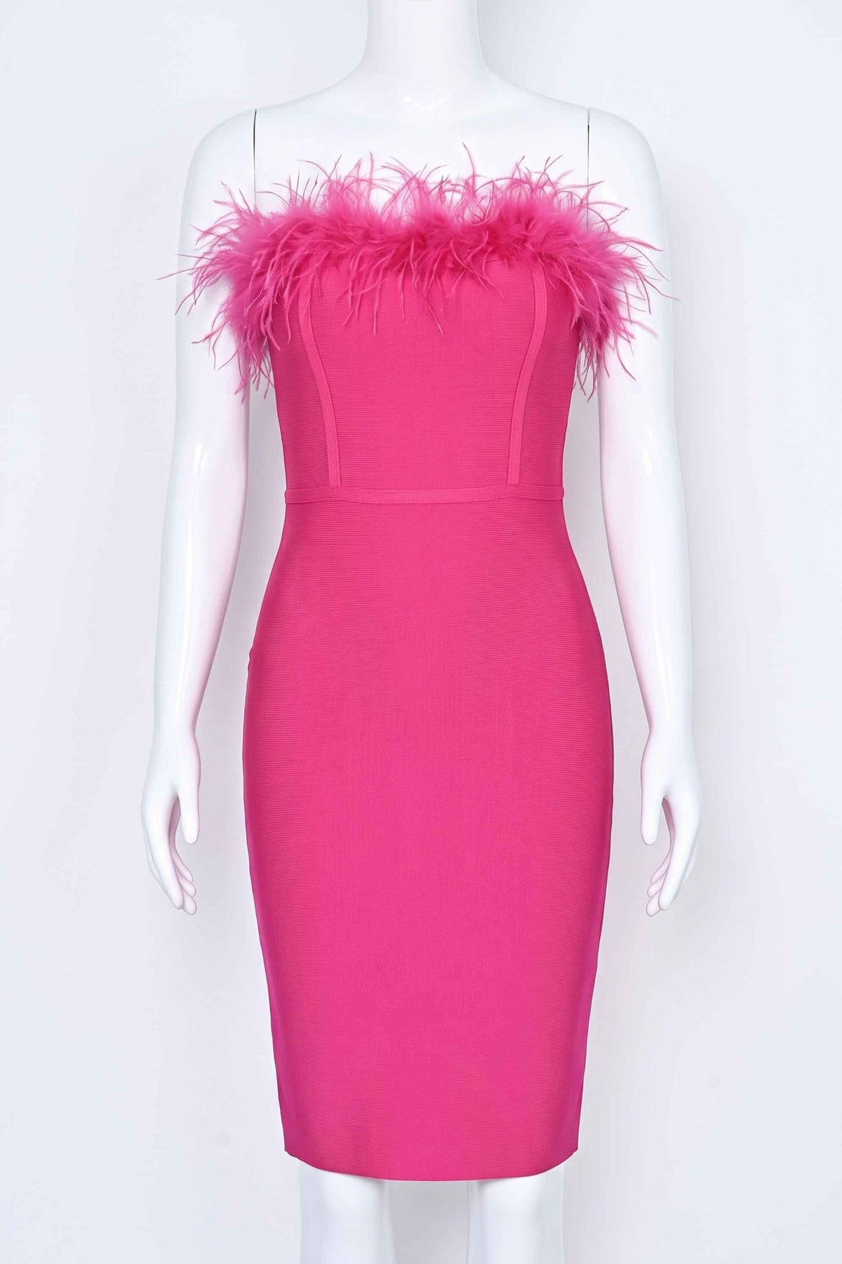 Erin Bandage Midi Dress in Black Hot Pink 5