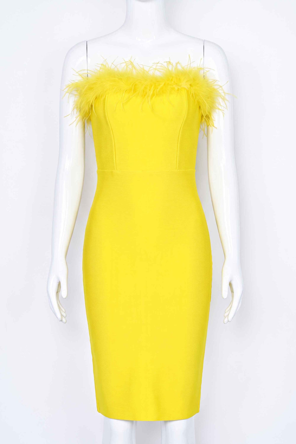 Erin Bandage Midi Dress in Black Sun Yellow 5