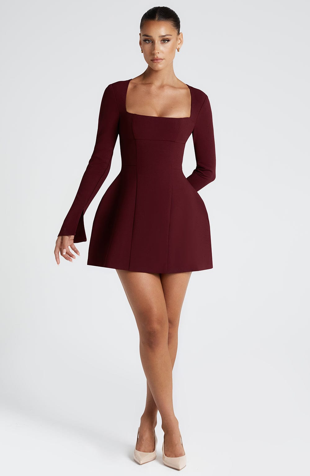 Viveca Satin Mini Dress in Cherry Lacquer Cherry Lacquer 4