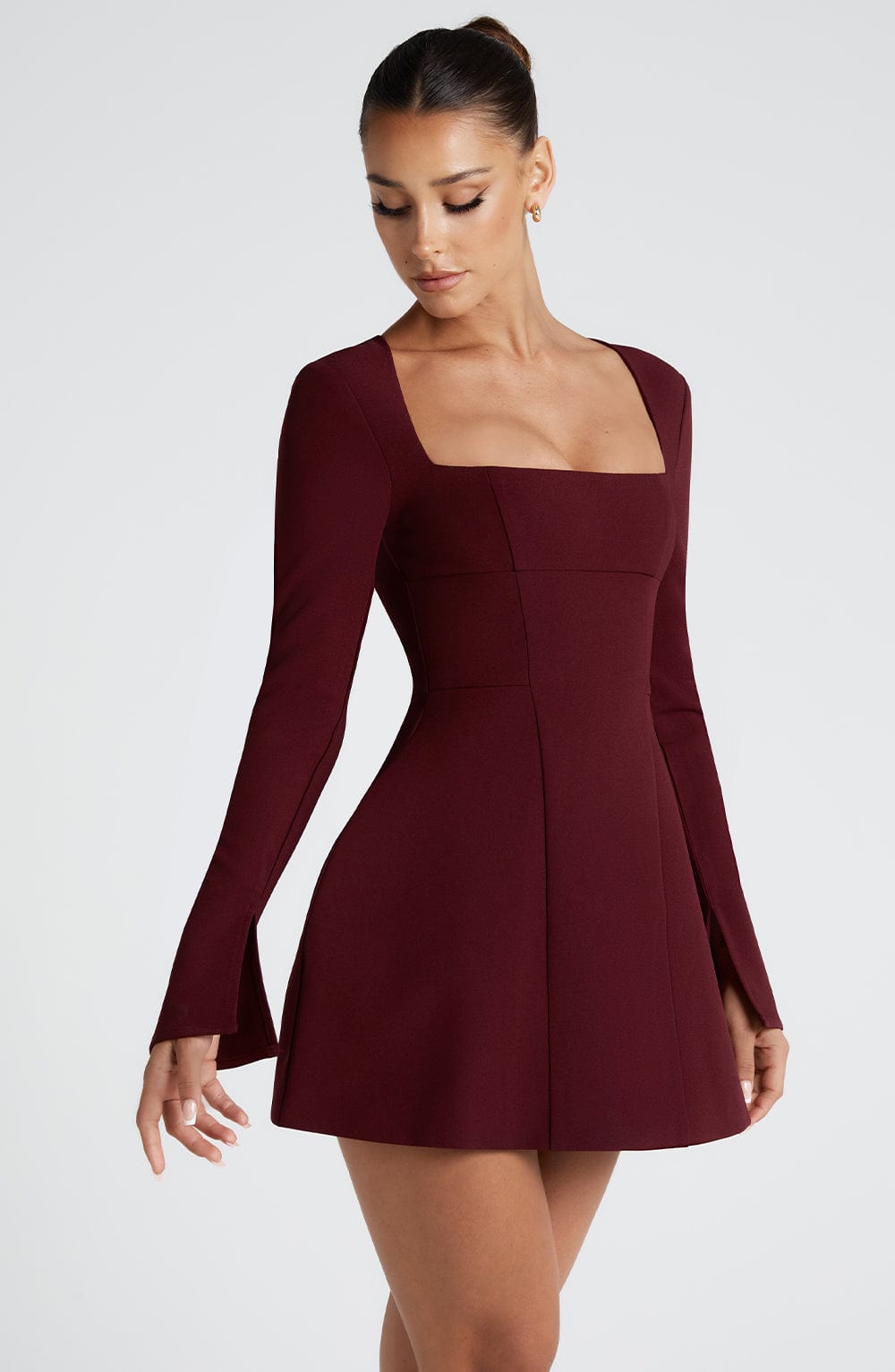 Viveca Satin Mini Dress in Cherry Lacquer Cherry Lacquer 2