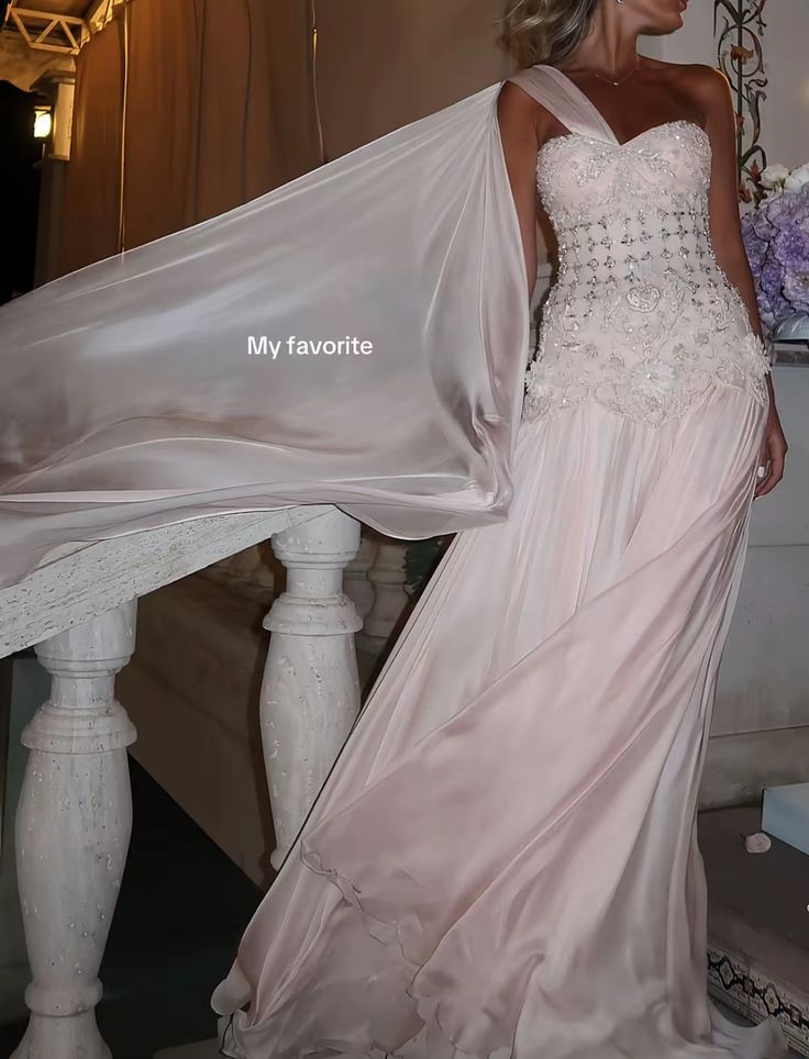 Valentina Beaded Chiffon One-Shoulder Gown Picture Color 5