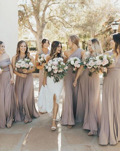 Eleanor A-Line Bridesmaid Dress in Warm Taupe Brown 1