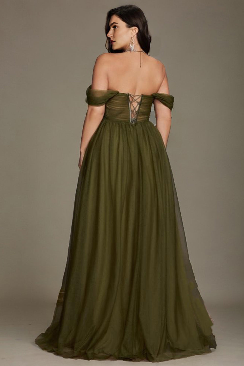 Valentina Off-Shoulder Maxi Dress in Sage Black 2