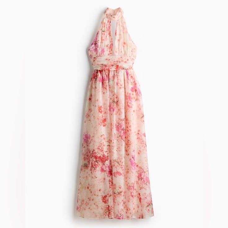 Camille Floral Halterneck Dress Pink 1