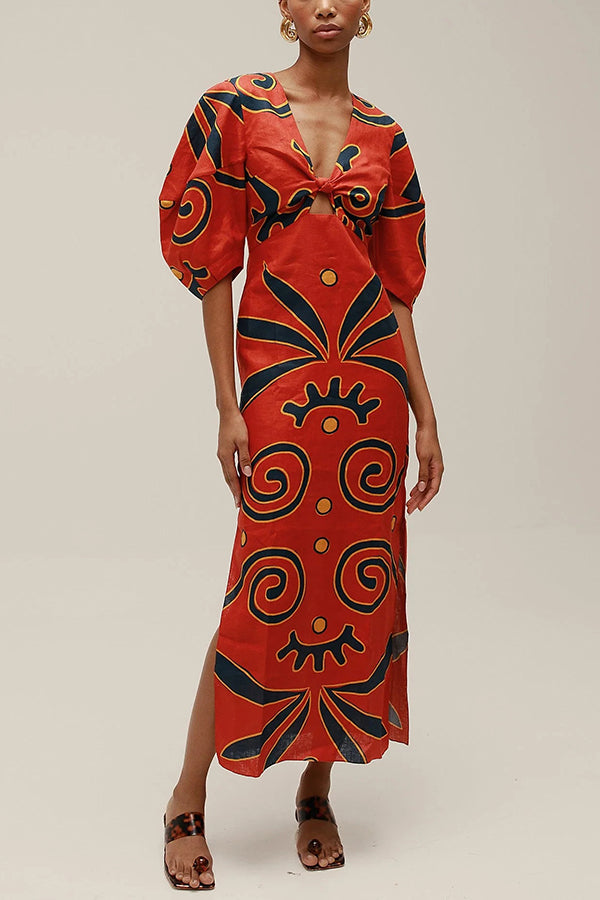 Kaya Linen Maxi Dress Orange 10