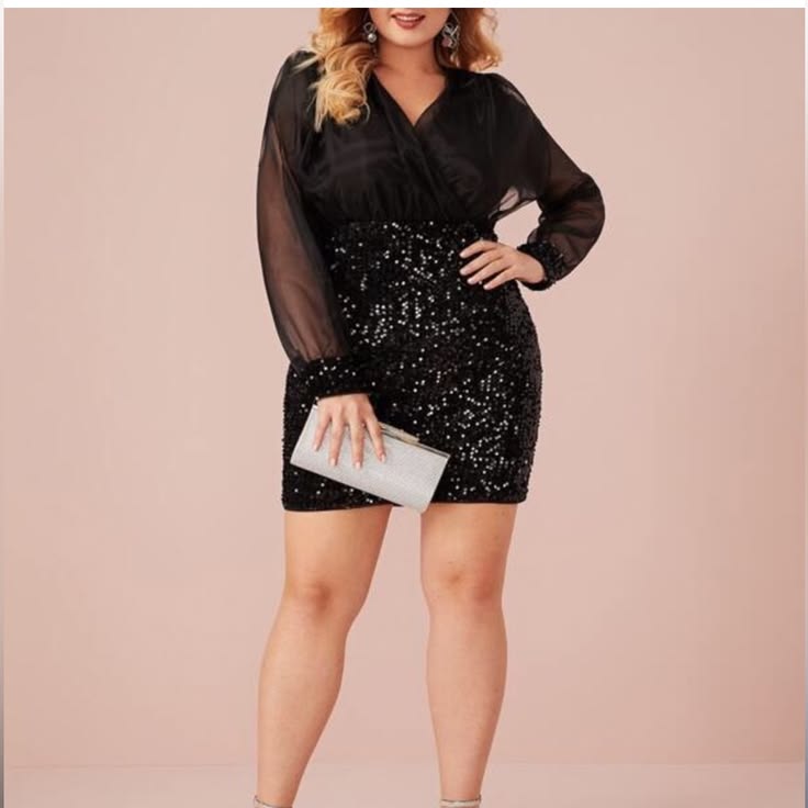 Amir Sequin Mini Dress Black 1