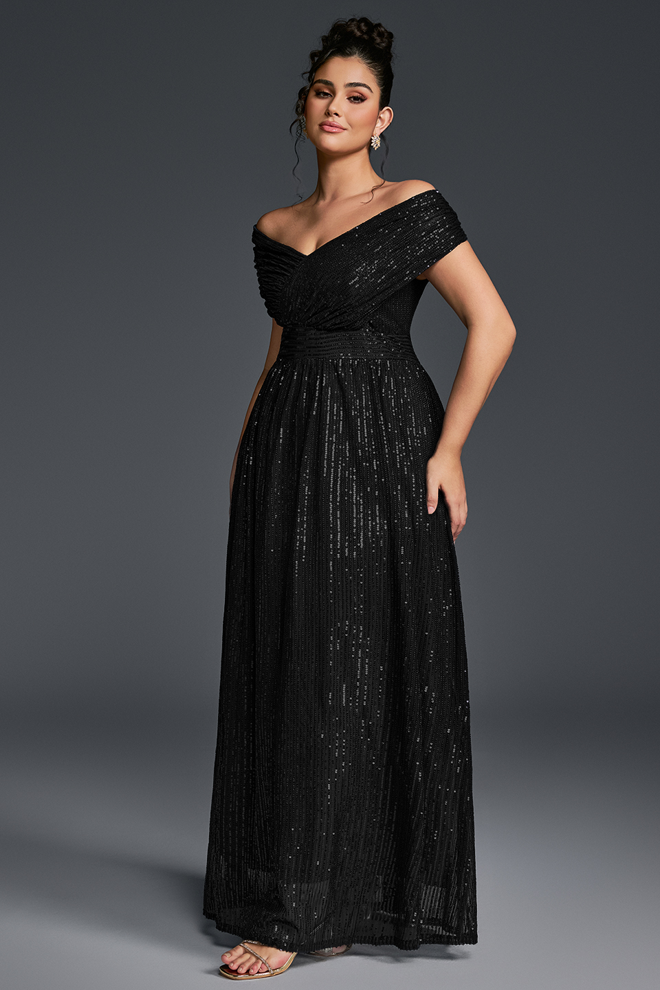 Valentina Sequin Maxi Dress in Emerald Blue 4