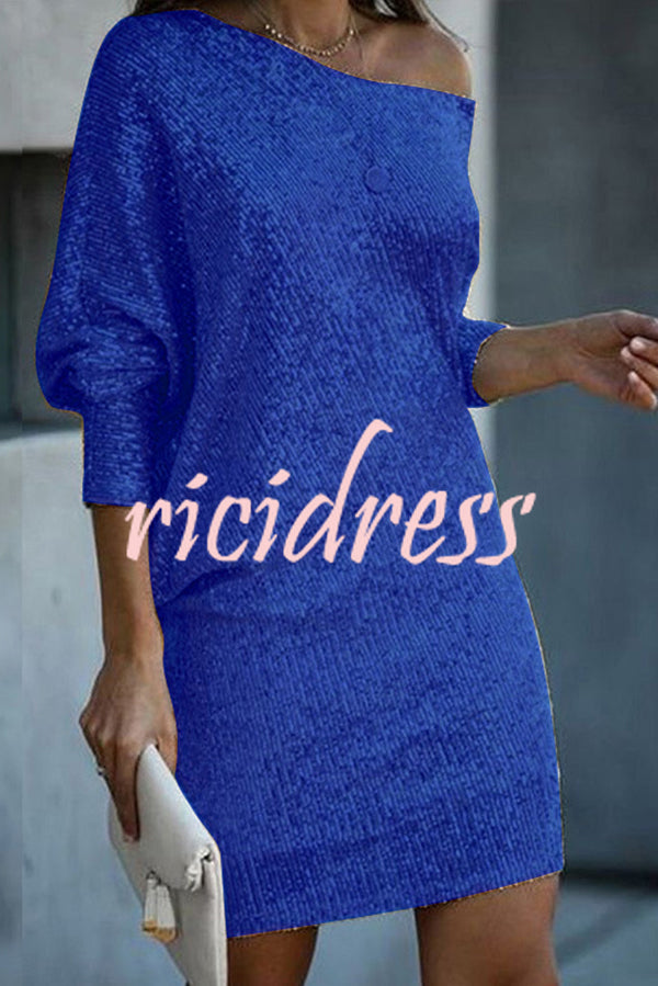 Vivienne Sequin Off-Shoulder Mini Dress Pink 6