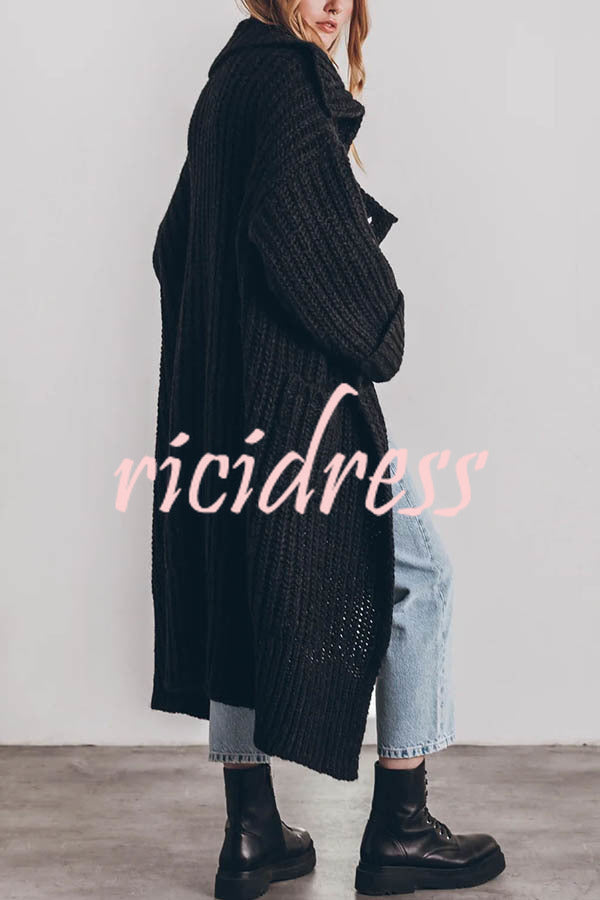 Margot Chunky Knit Midi Cardigan Black 5