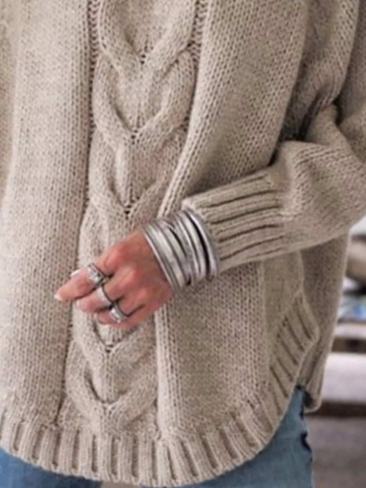 Margot Cable-Knit Sweater Dress Grey 9