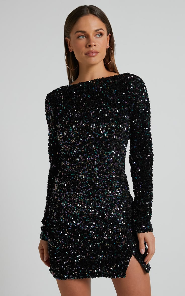 Tracy Sequin Mini Dress Black 1