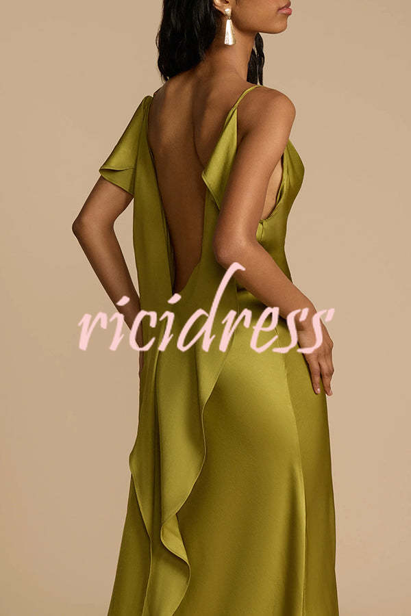 Valentina Satin Maxi Dress Green 10