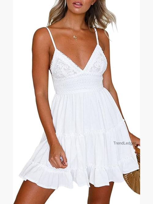 Evangeline Lace Skater Dress White 1