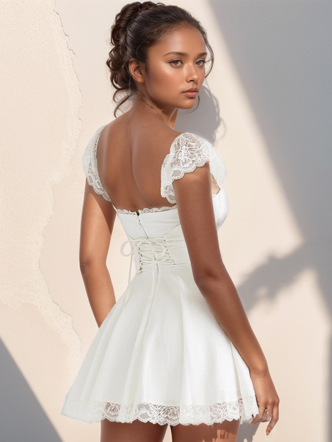 Zaria Lace Mini Dress White 2