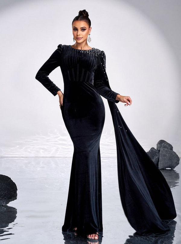 Ophelia Velvet Pearl Party Dress