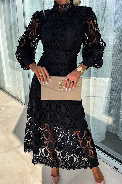 Arabella White Lace Dress Black 1