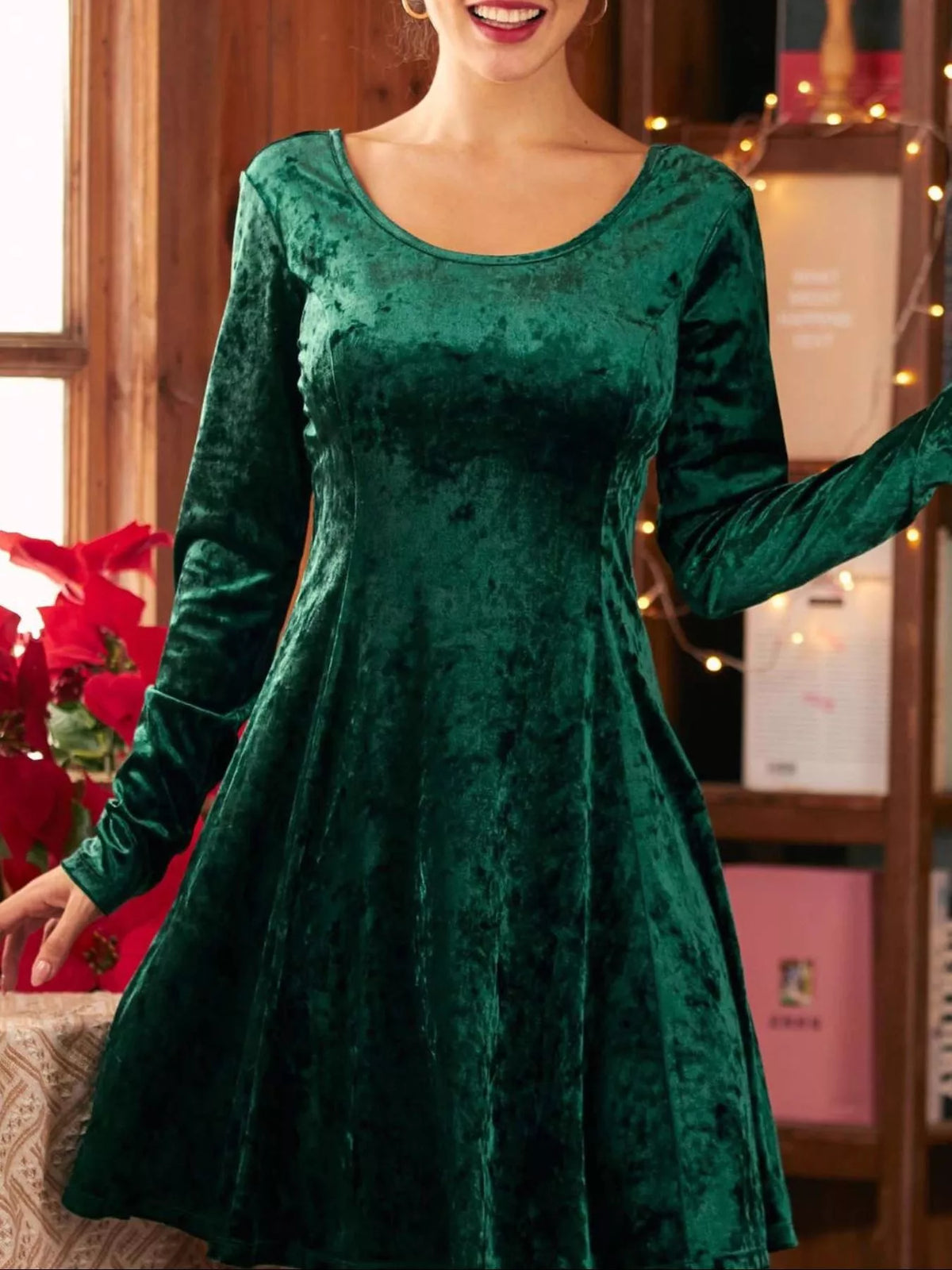 Arabella Velvet Midi Dress Green 2