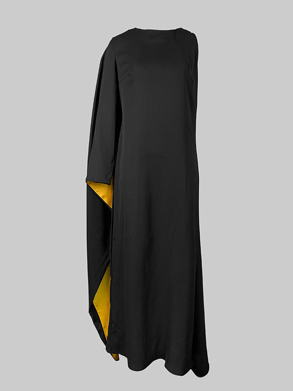 Isadora Asymmetric Contrast Maxi Dress Black 4