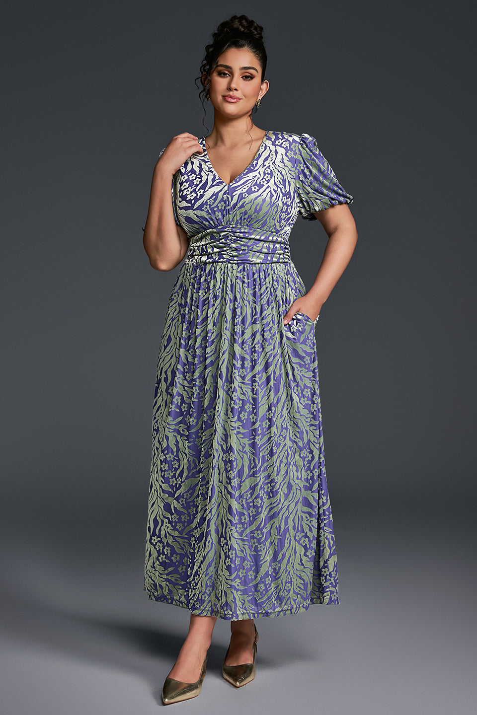 Isabelle Floral Pleated Maxi Dress Neck Velvet Plain Maxi Dress 1