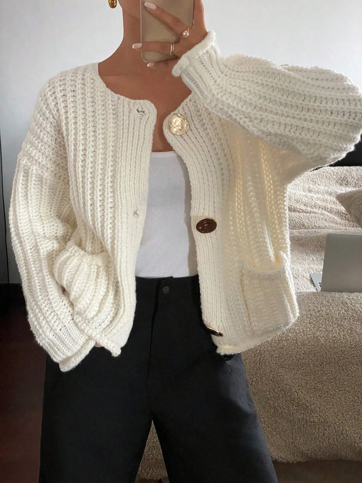 Margot Knit Cardigan Ivory 1
