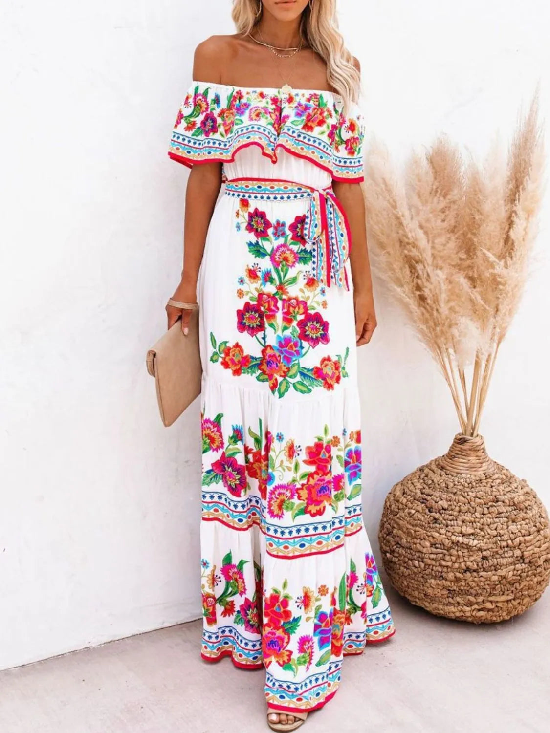 Aurelia Floral Off-Shoulder Maxi Dress Black 4