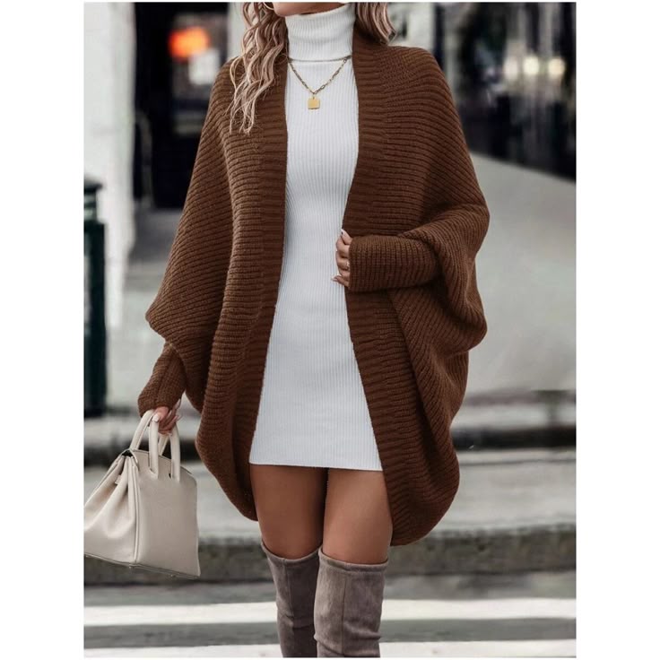 Isabelle Open-Front Batwing Cardigan Cream 1