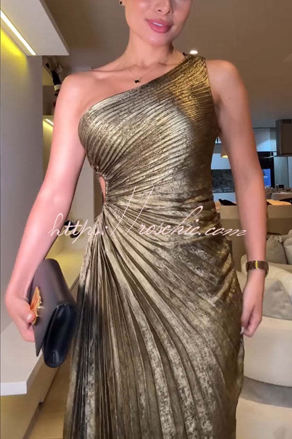 Valentina Metallic Maxi Dress Gold 4