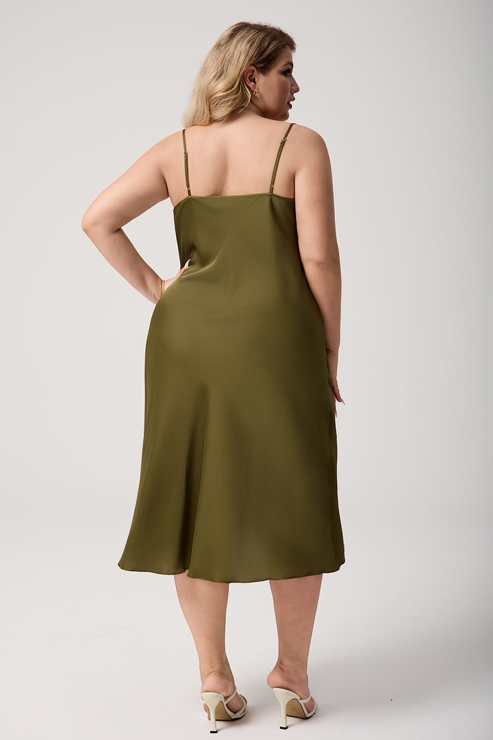 Xanthe Satin Cowl Neck Slip Dress Squash 10