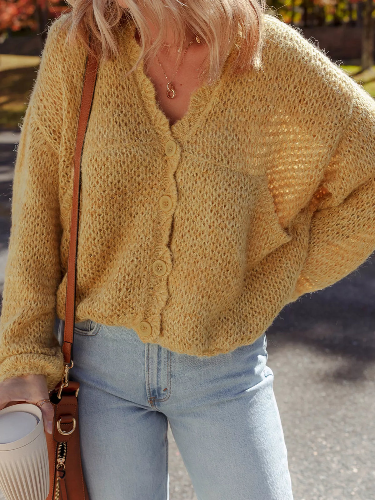 Ophelia Scallop Cardigan Camel 4