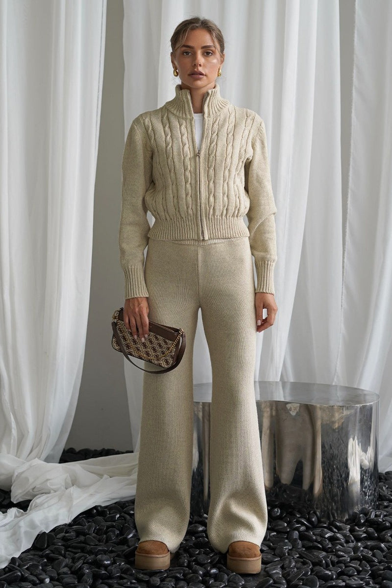 Margot Cable Knit Two-Piece Set Apricot 3
