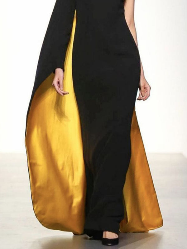 Isadora Asymmetric Contrast Maxi Dress Black 3