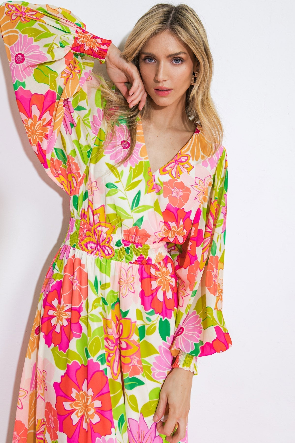 Margot Woven Maxi Dress IVORY FUCHSIA 4