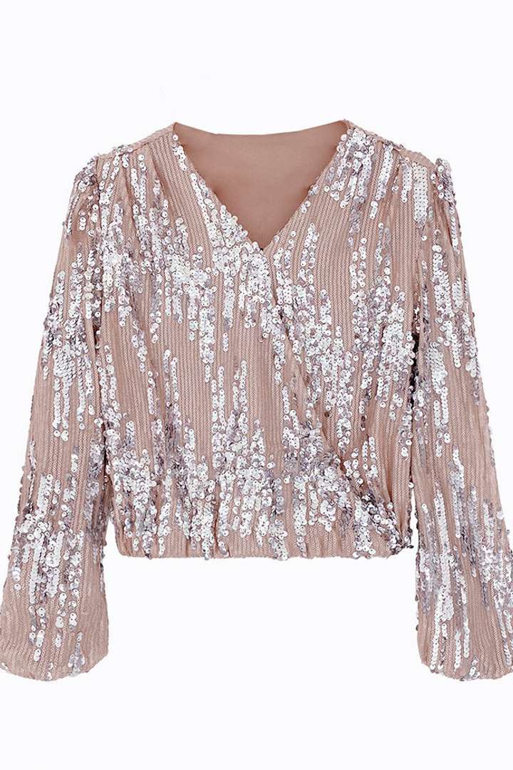 Vivienne Sequin Long-Sleeve Top Silver 10