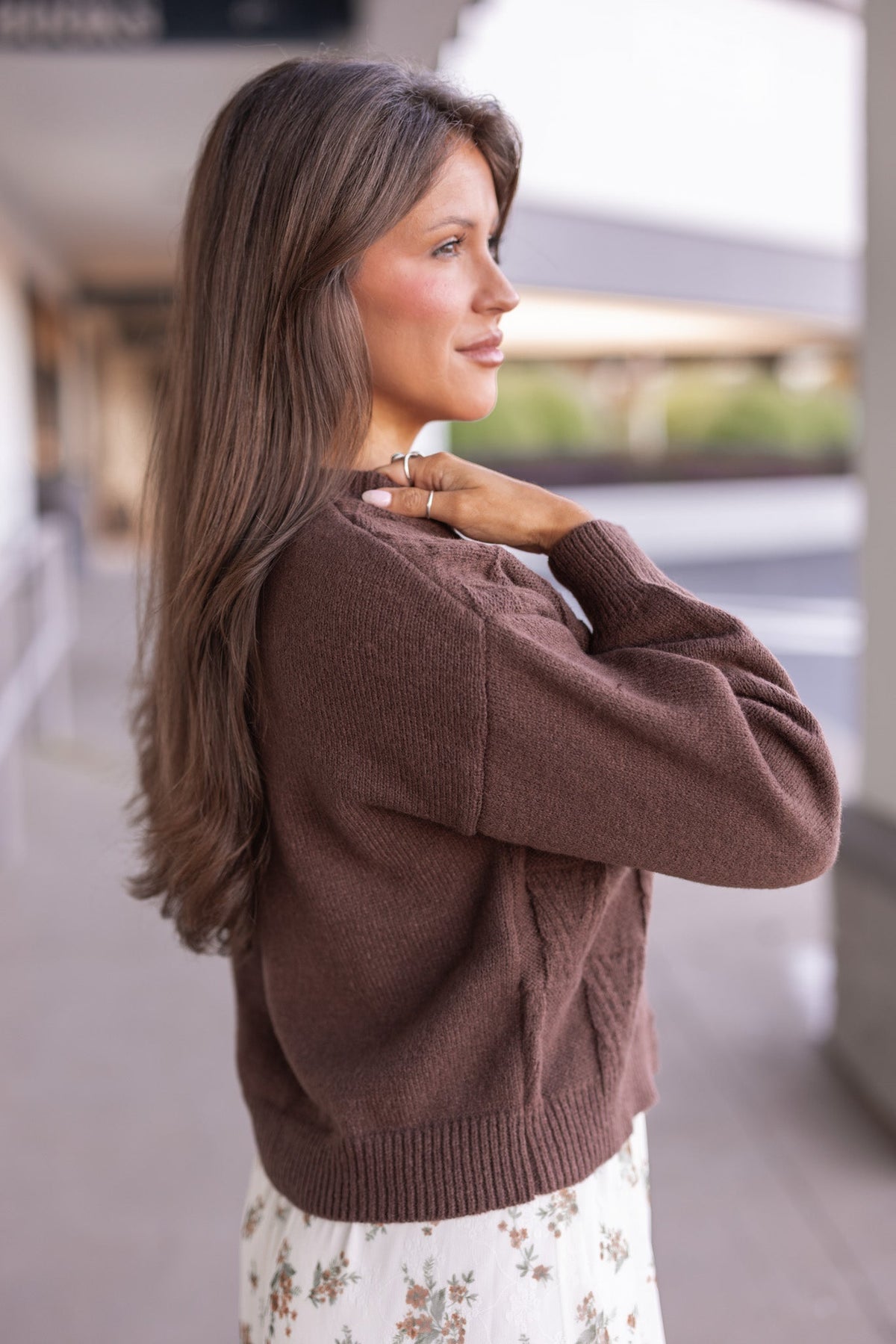 Margot Checkered Cardigan Dress Brown 5