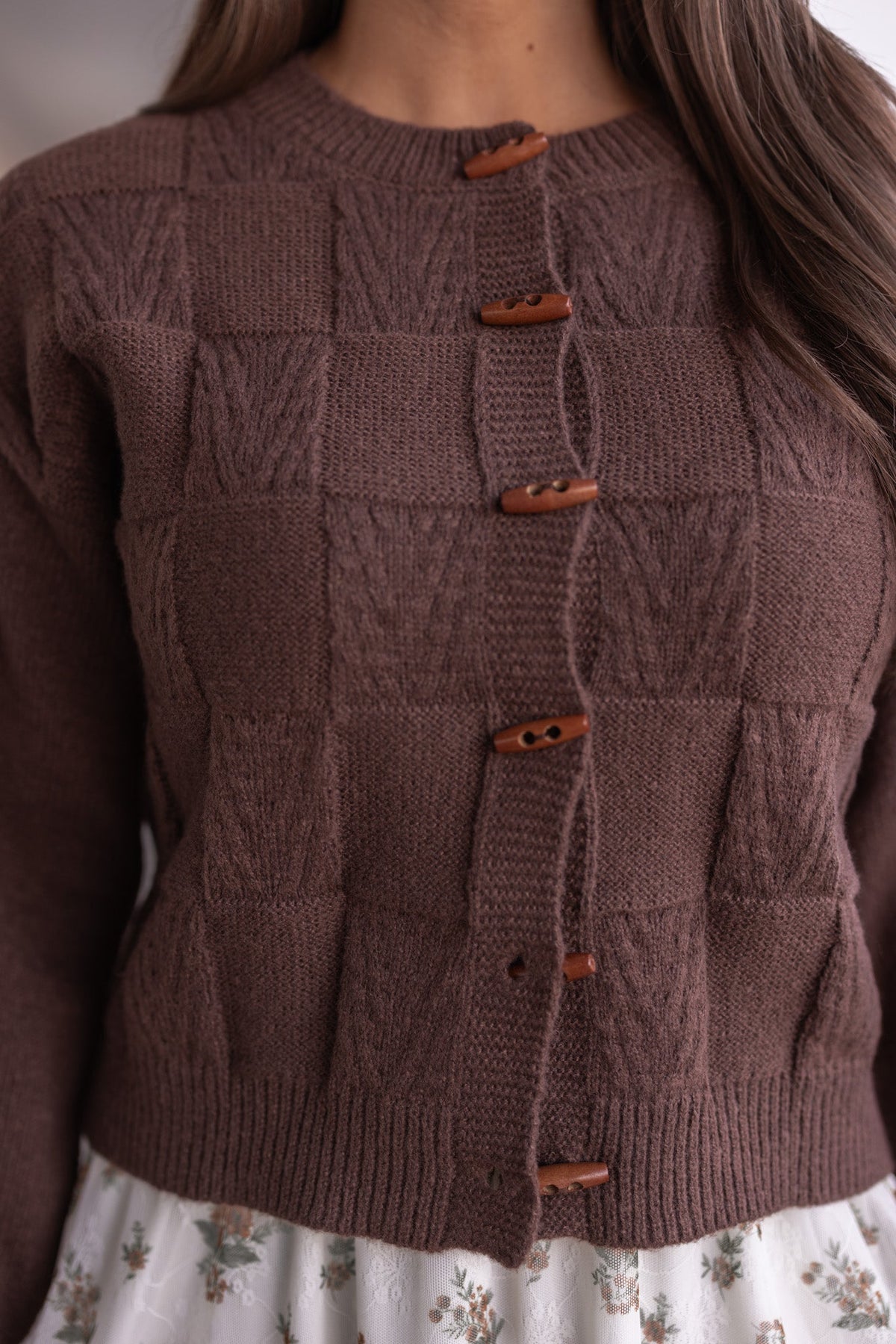 Margot Checkered Cardigan Dress Brown 3