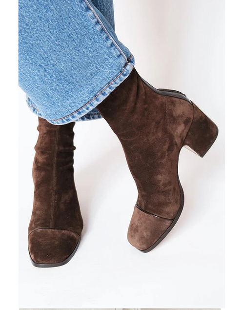 Farah Block Heel Ankle Boots Dark Brown 1