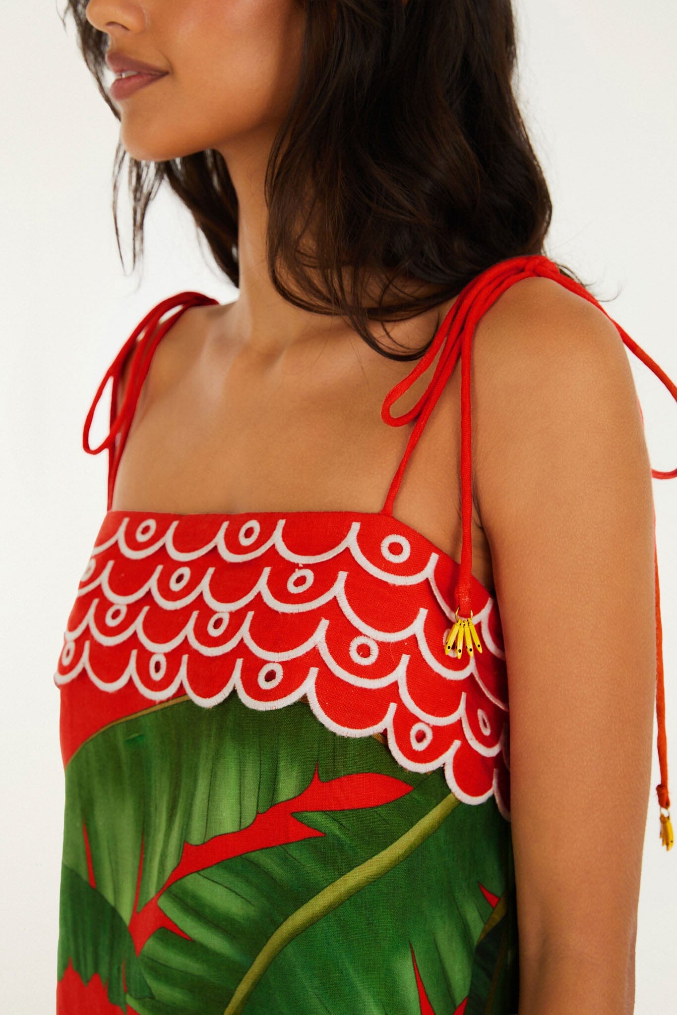 Valentina Tropical Floral Mini Dress FRUIT TROLLEY RED 2