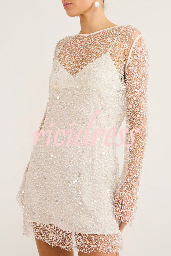 Celestine Sequin Mini Dress White 4