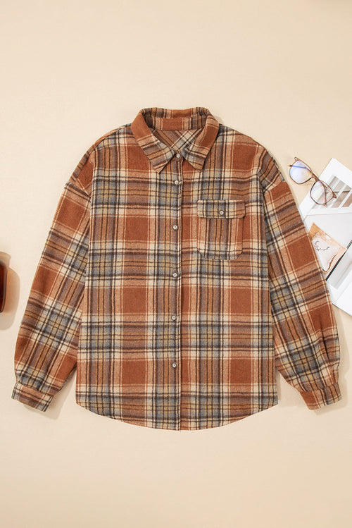 Alessia Plaid Shacket Dress Brown 1