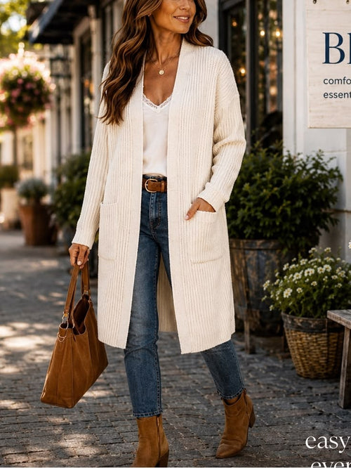 Ivory Ribbed Oversized Cardigan Ivory 1