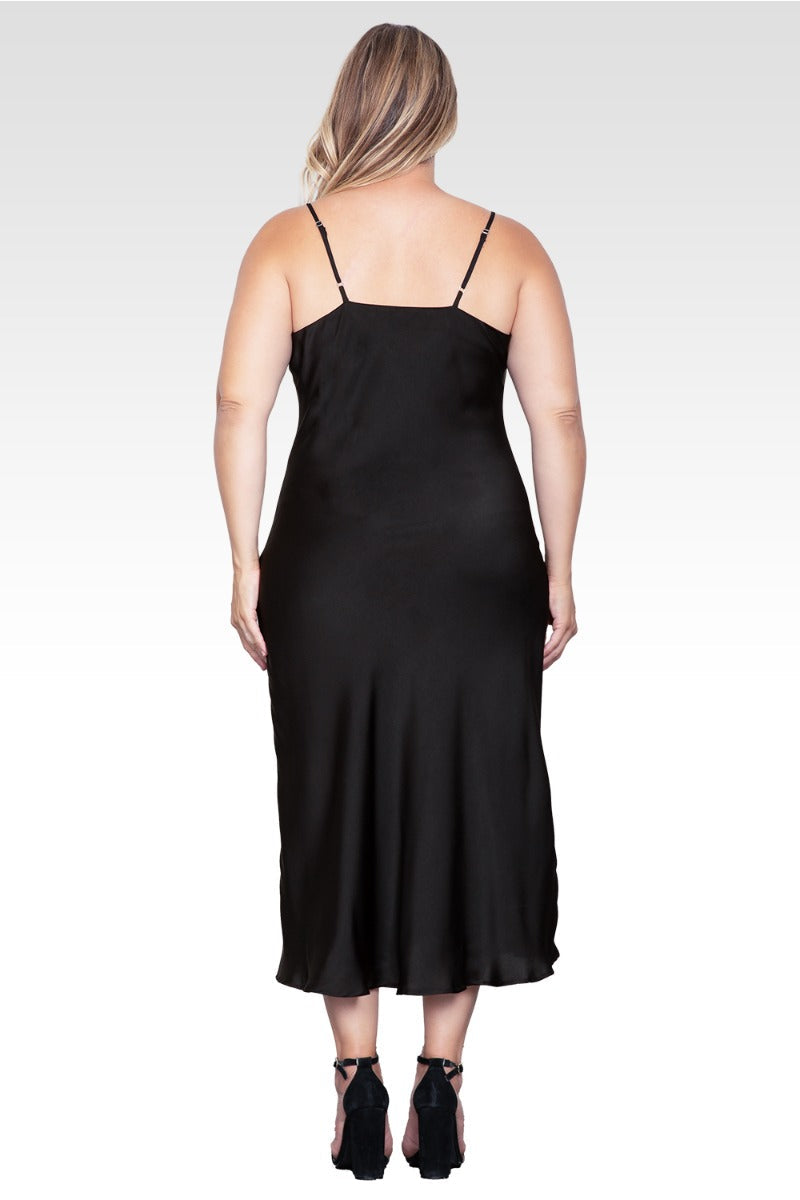 Margot Satin Slip Dress in Black Black 2