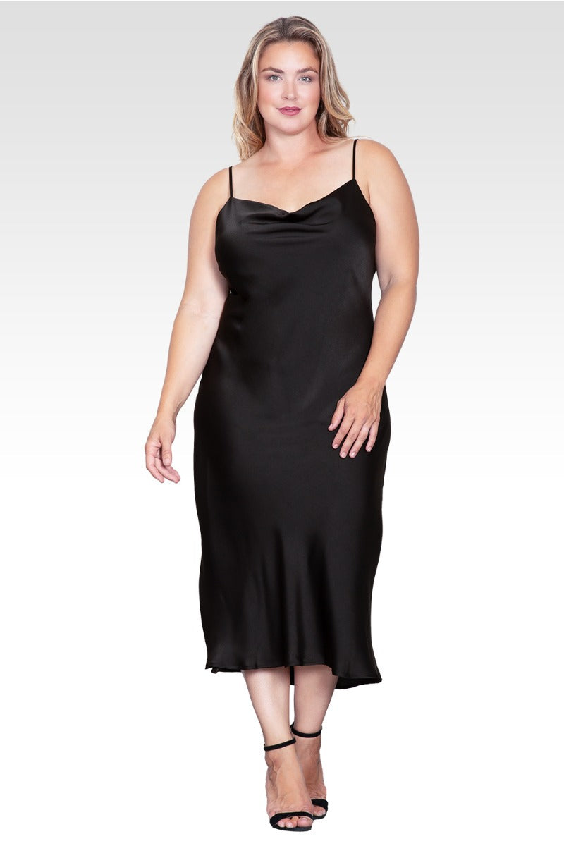 Margot Satin Slip Dress in Black Black 4