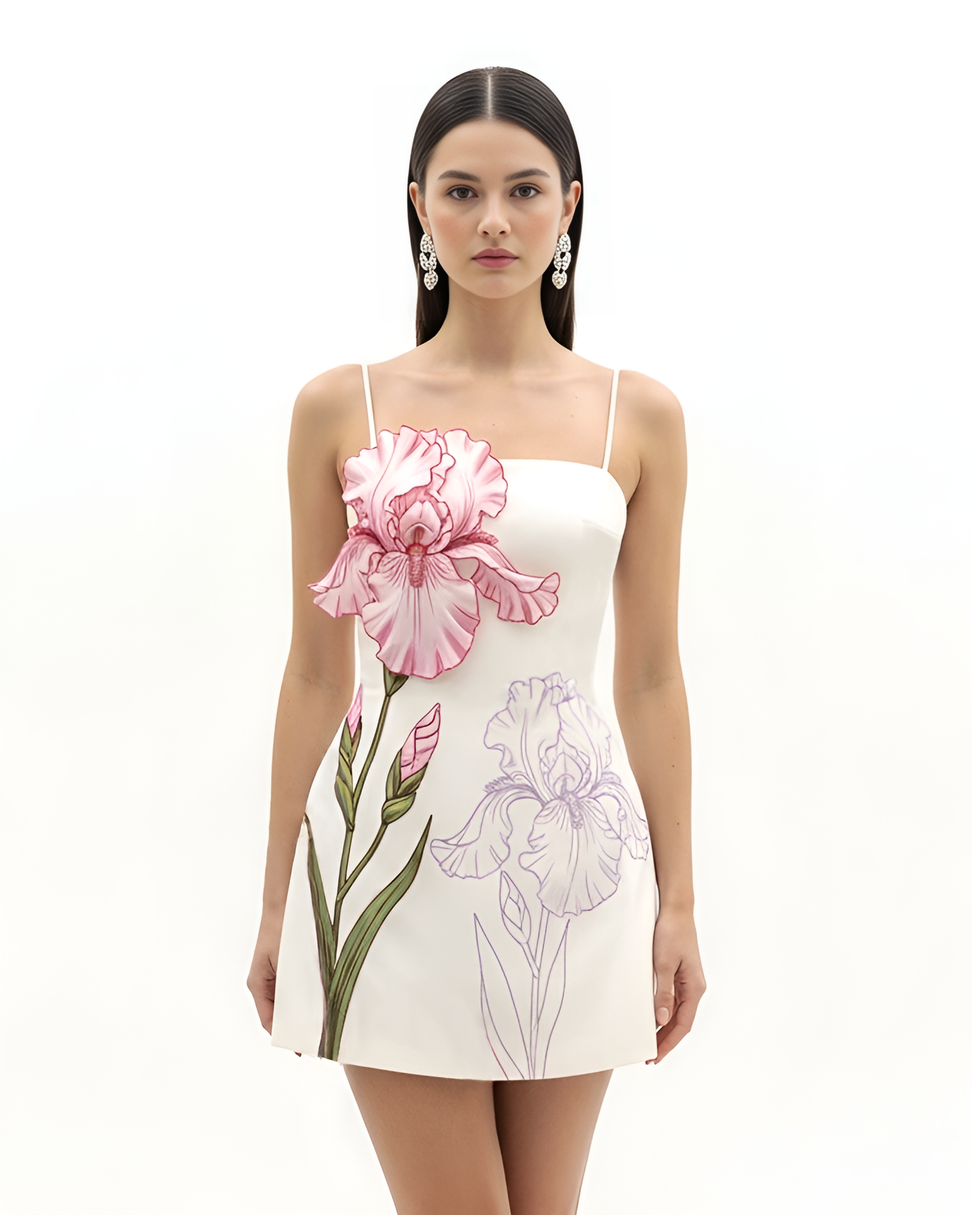 Iris Appliqué Mini Dress White 1