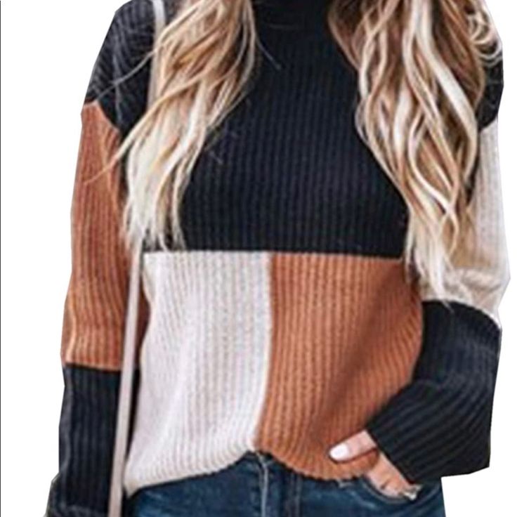 Margot Color-Block Knit Sweater Black 1