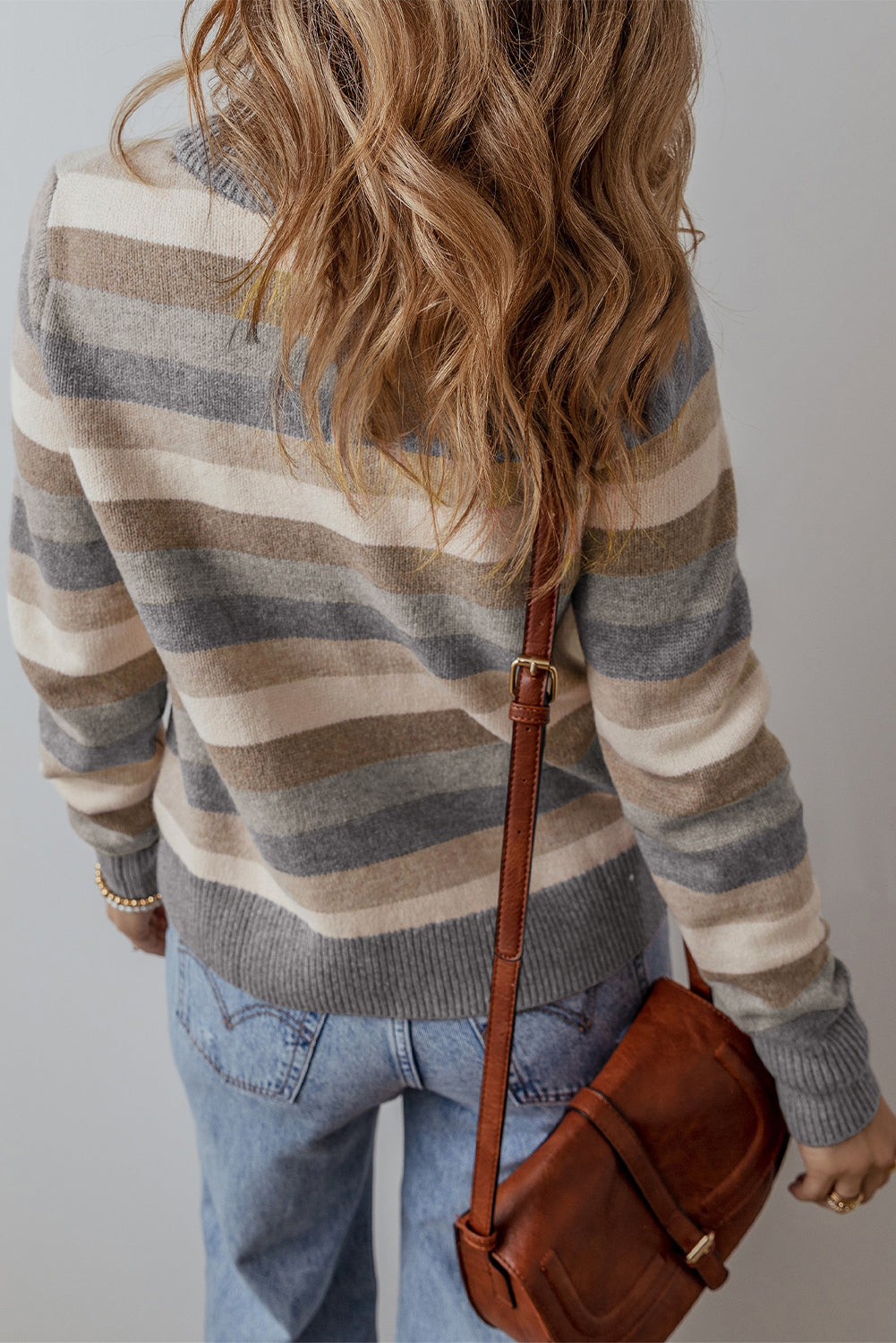Margot Ribbed Sweater Dress Gray Stripe 2